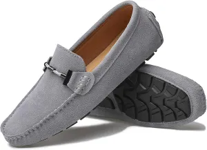 Men's Suede Leather Dress Loafers Slip On Casual Shoes Lightweight Soft Penny Loafers Driving Shoes Classic Moccasins