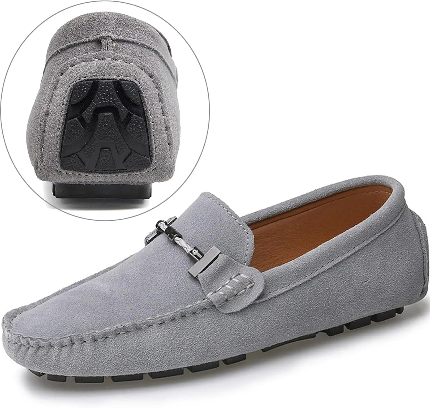 Men's Suede Leather Dress Loafers Slip On Casual Shoes Lightweight Soft Penny Loafers Driving Shoes Classic Moccasins