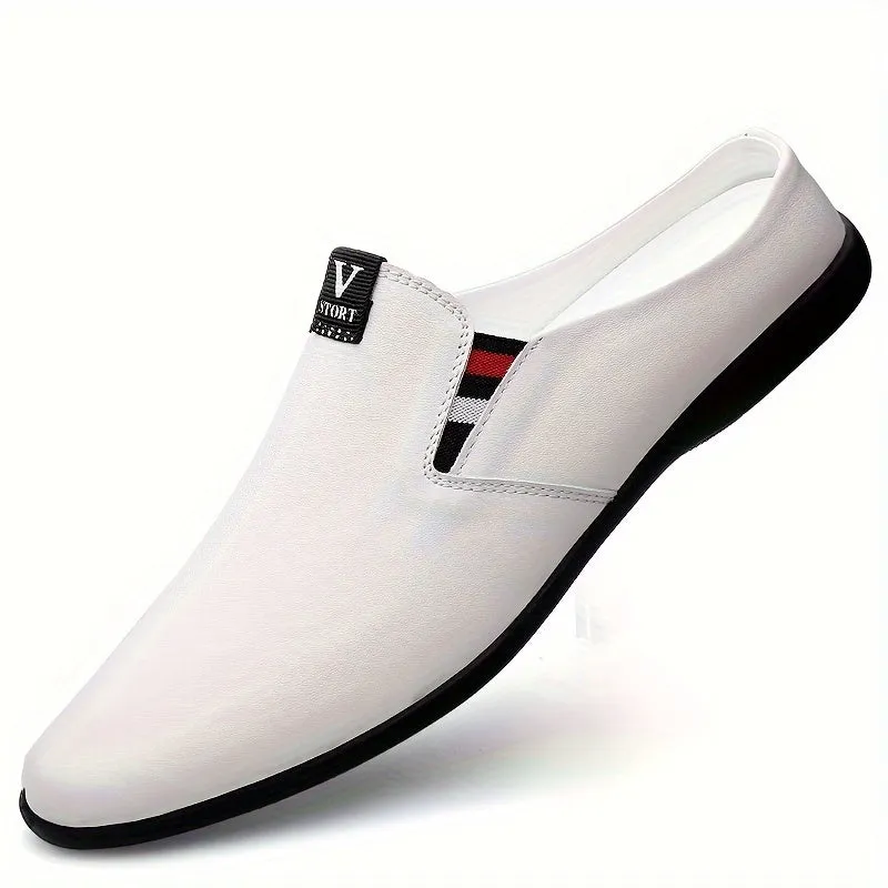 Men's Summer Slip-On Mules - Breathable Split Leather Upper, Non-Slip Rubber Sole, Comfortable PU Inner Lining, Round Toe Design, Casual Style for Casual Attire, Mule Shoes