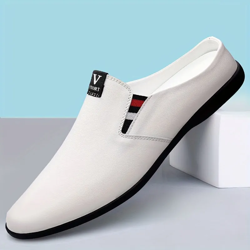 Men's Summer Slip-On Mules - Breathable Split Leather Upper, Non-Slip Rubber Sole, Comfortable PU Inner Lining, Round Toe Design, Casual Style for Casual Attire, Mule Shoes