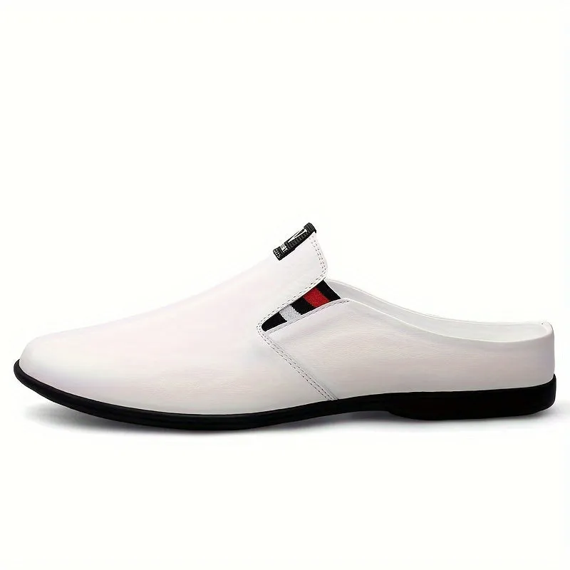 Men's Summer Slip-On Mules - Breathable Split Leather Upper, Non-Slip Rubber Sole, Comfortable PU Inner Lining, Round Toe Design, Casual Style for Casual Attire, Mule Shoes