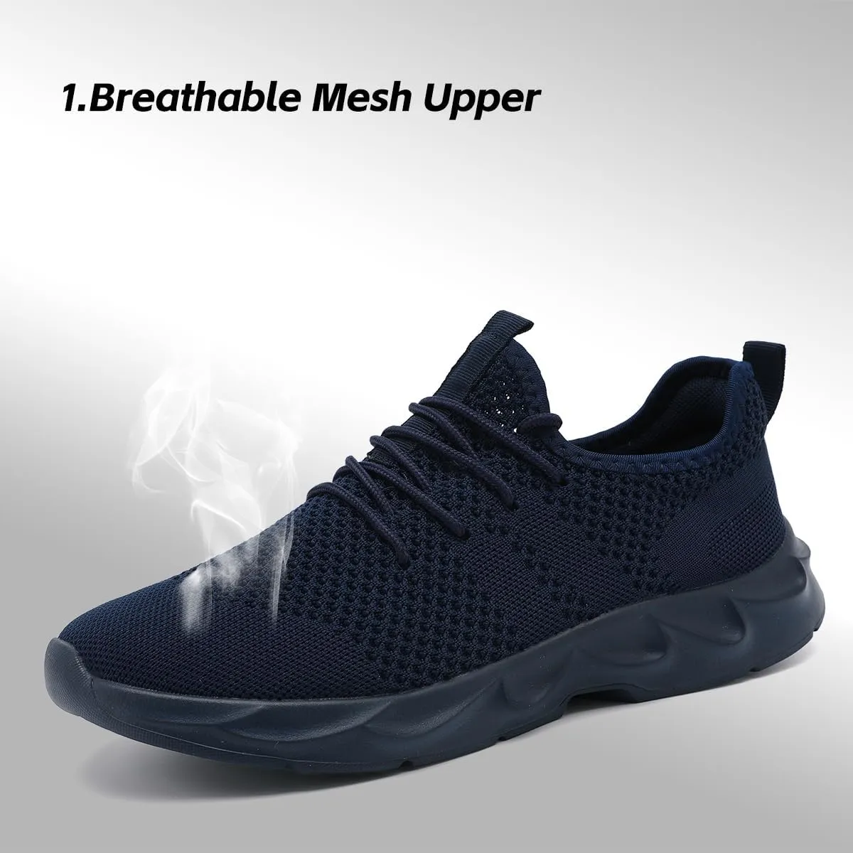 Mens Walking Running Shoes Slip On Sneakers Non Slip Workout Tennis Athletic Casual Lightweight Breathable Mesh Shoes