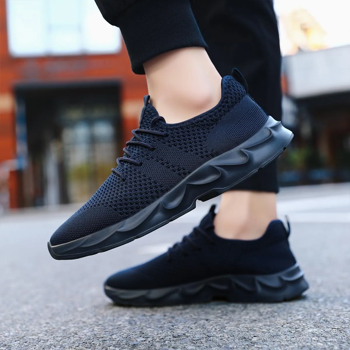 Mens Walking Running Shoes Slip On Sneakers Non Slip Workout Tennis Athletic Casual Lightweight Breathable Mesh Shoes