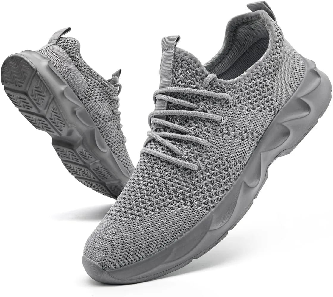 Mens Walking Running Shoes Slip On Sneakers Non Slip Workout Tennis Athletic Casual Lightweight Breathable Mesh Shoes