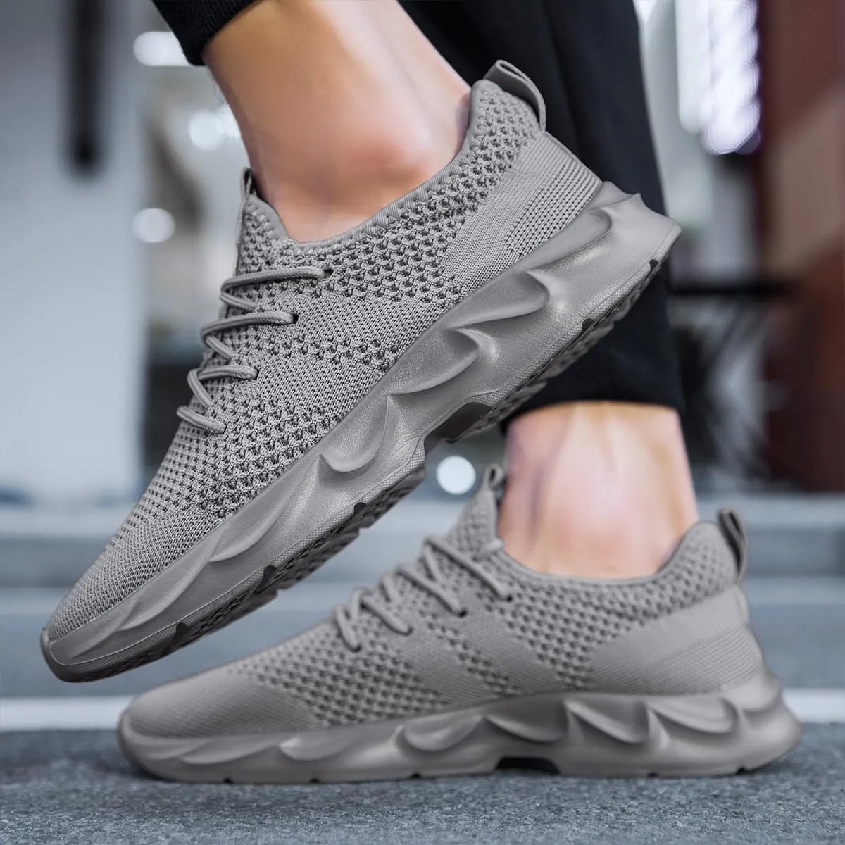 Mens Walking Running Shoes Slip On Sneakers Non Slip Workout Tennis Athletic Casual Lightweight Breathable Mesh Shoes