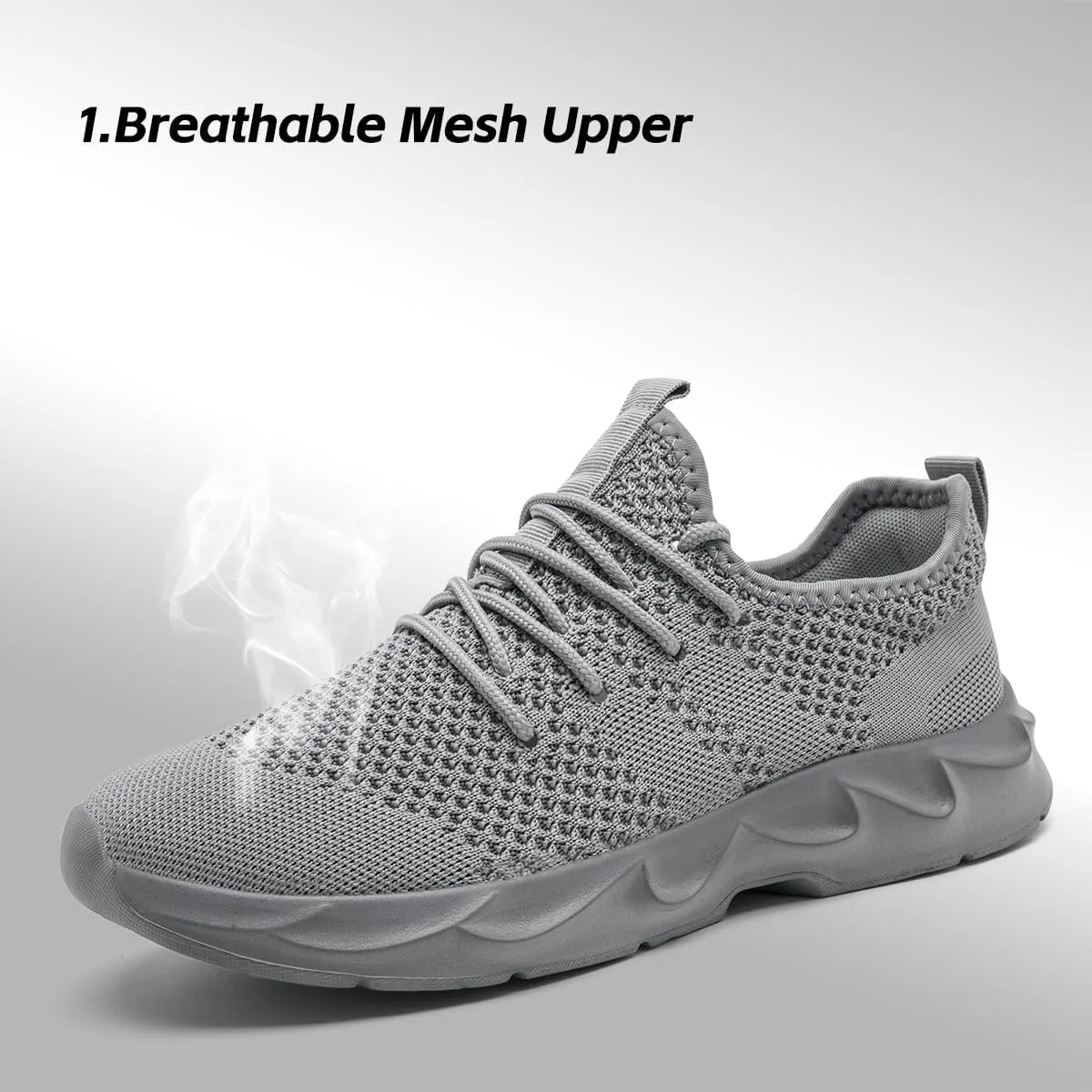 Mens Walking Running Shoes Slip On Sneakers Non Slip Workout Tennis Athletic Casual Lightweight Breathable Mesh Shoes