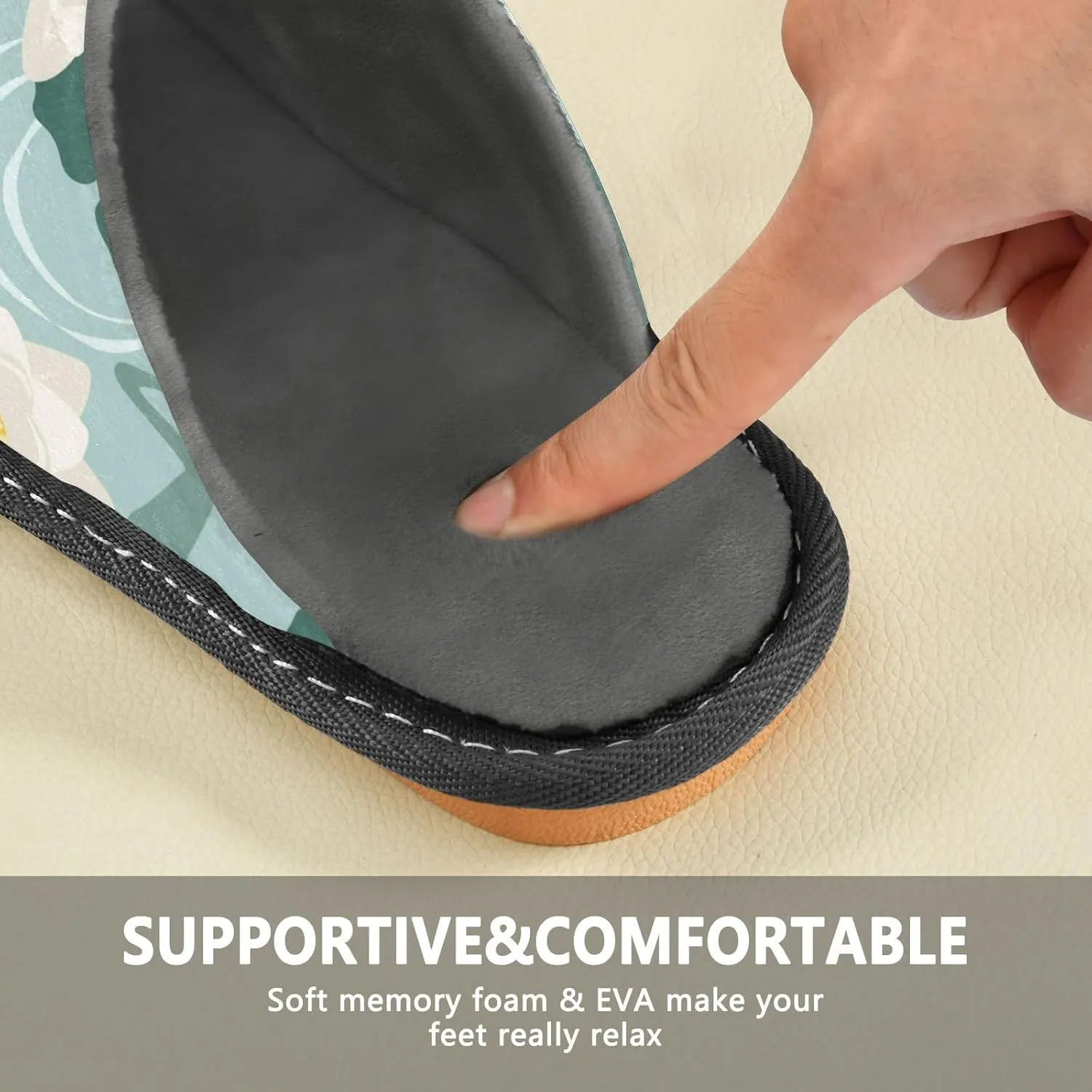 Mens Womens Slippers, Nature Water White Lotus Frogs Slip-On Breathable House Shoes Indoor/Outdoor Size 4-11