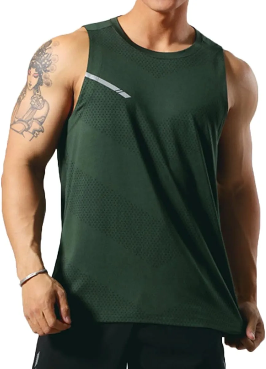 Mens Workout Muscle Tanks Gym Vest Fitness Jogging Sports Tank Tops Quick-Dry T49T51