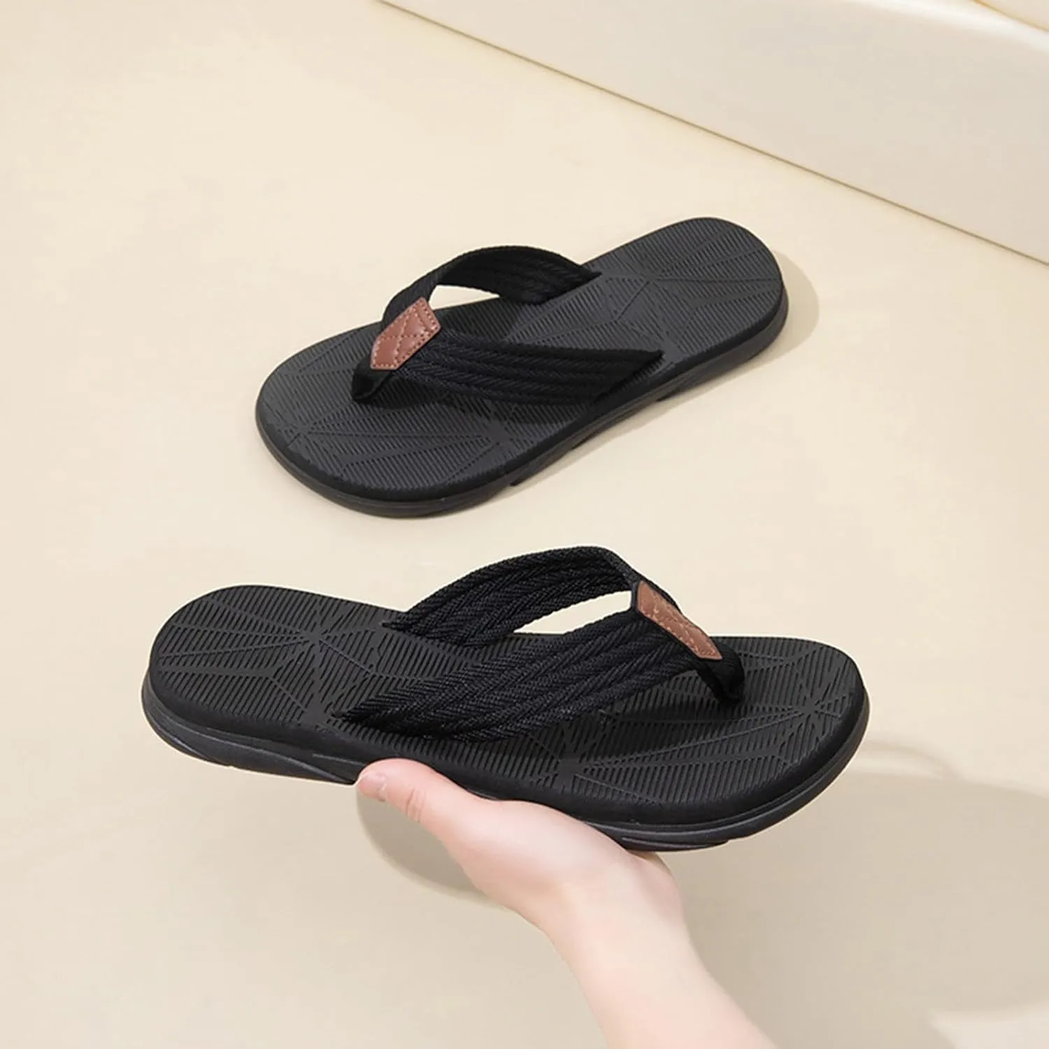 Men's Yoga Mat Flip Flops with Arch Support Comfortable Walking Thong Sandals Slip On Casual Summer Beach Flip Flops
