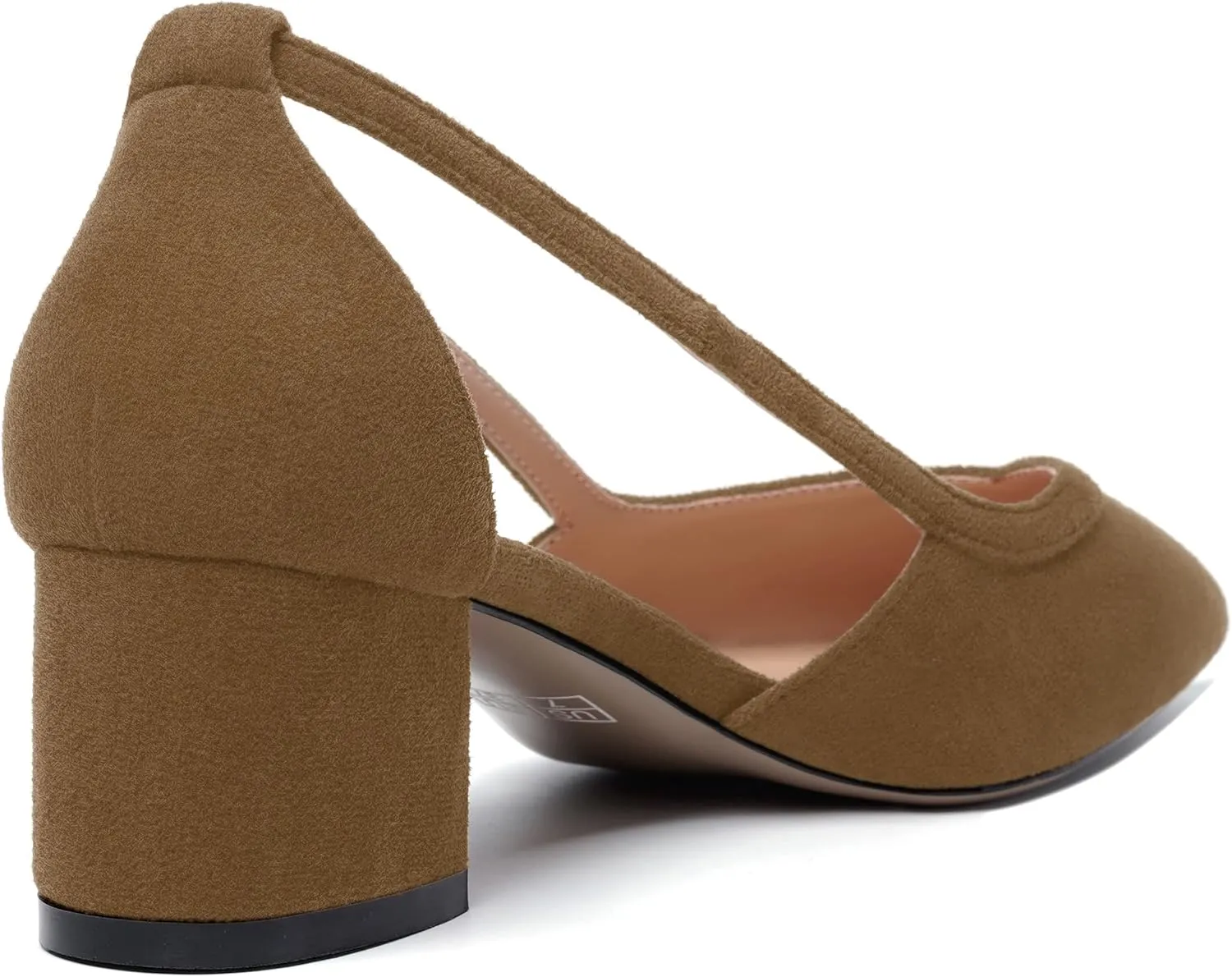 MERRORI Womens Pointed Toe Dress Heels Casual Slip On Suede Office Block Low Heel Pumps Shoes 2 Inch