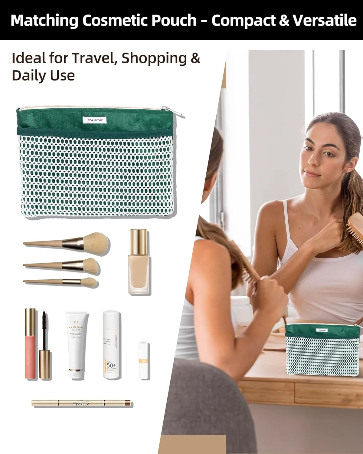 Mesh Beach Tote Bag Packable,2025 New 2-in-1 Large Lightweight Foldable Beach Bags with Multiple Pockets for Women