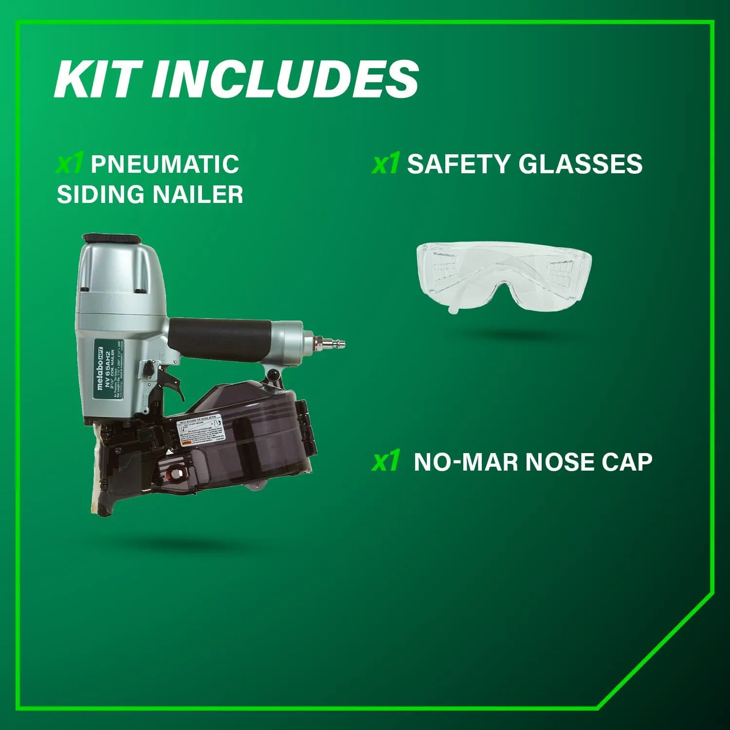 Metabo HPT Coil Siding Nailer, 1-1/2 inch to 2-1/2 inch Siding Nails, Side load, Tilt Bottom Magazine (NV65AH2)