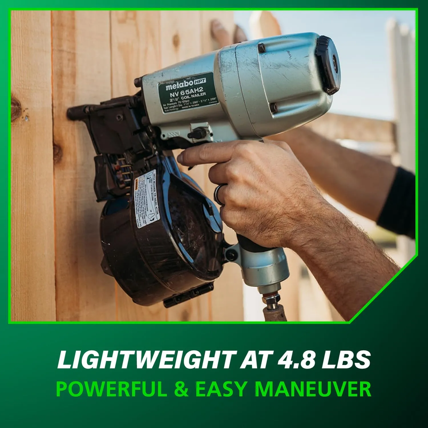 Metabo HPT Coil Siding Nailer, 1-1/2 inch to 2-1/2 inch Siding Nails, Side load, Tilt Bottom Magazine (NV65AH2)