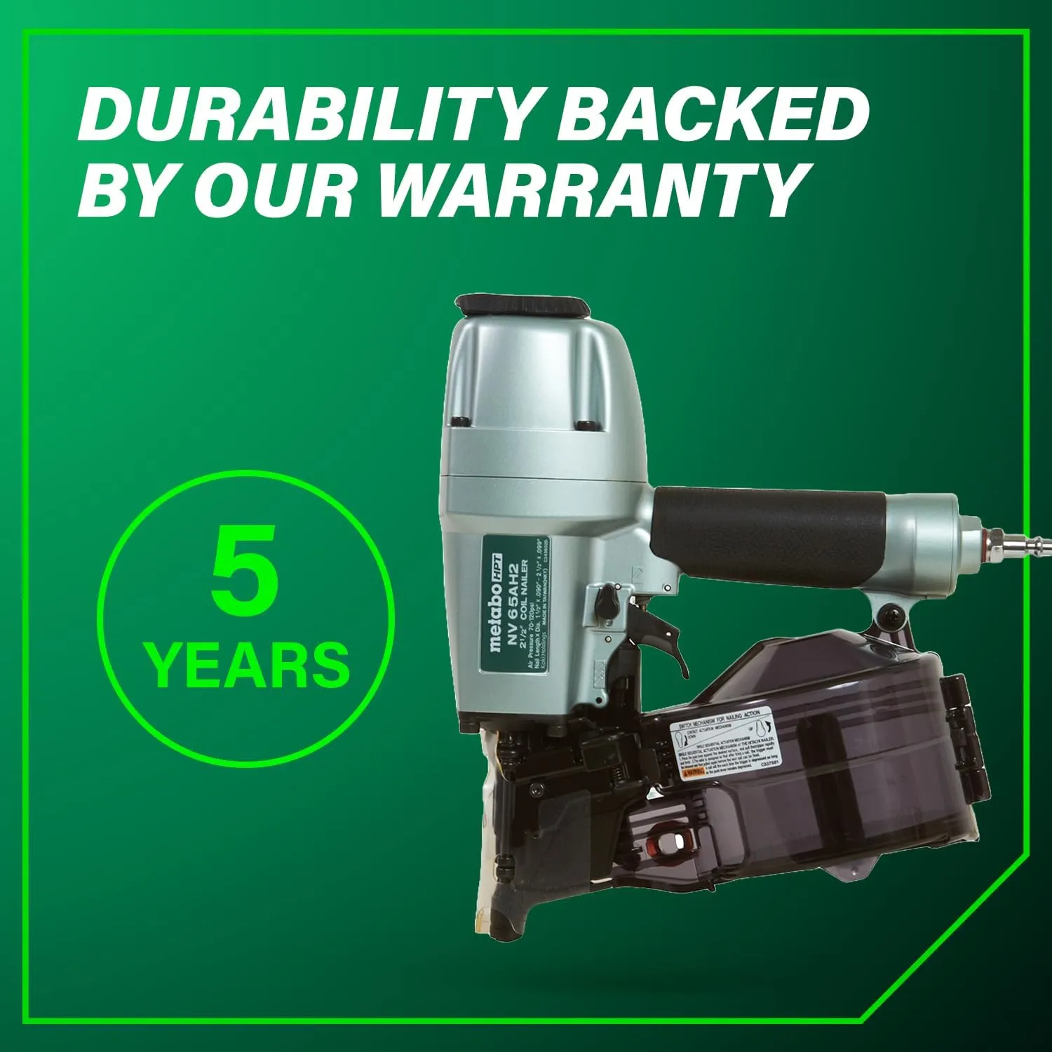 Metabo HPT Coil Siding Nailer, 1-1/2 inch to 2-1/2 inch Siding Nails, Side load, Tilt Bottom Magazine (NV65AH2)