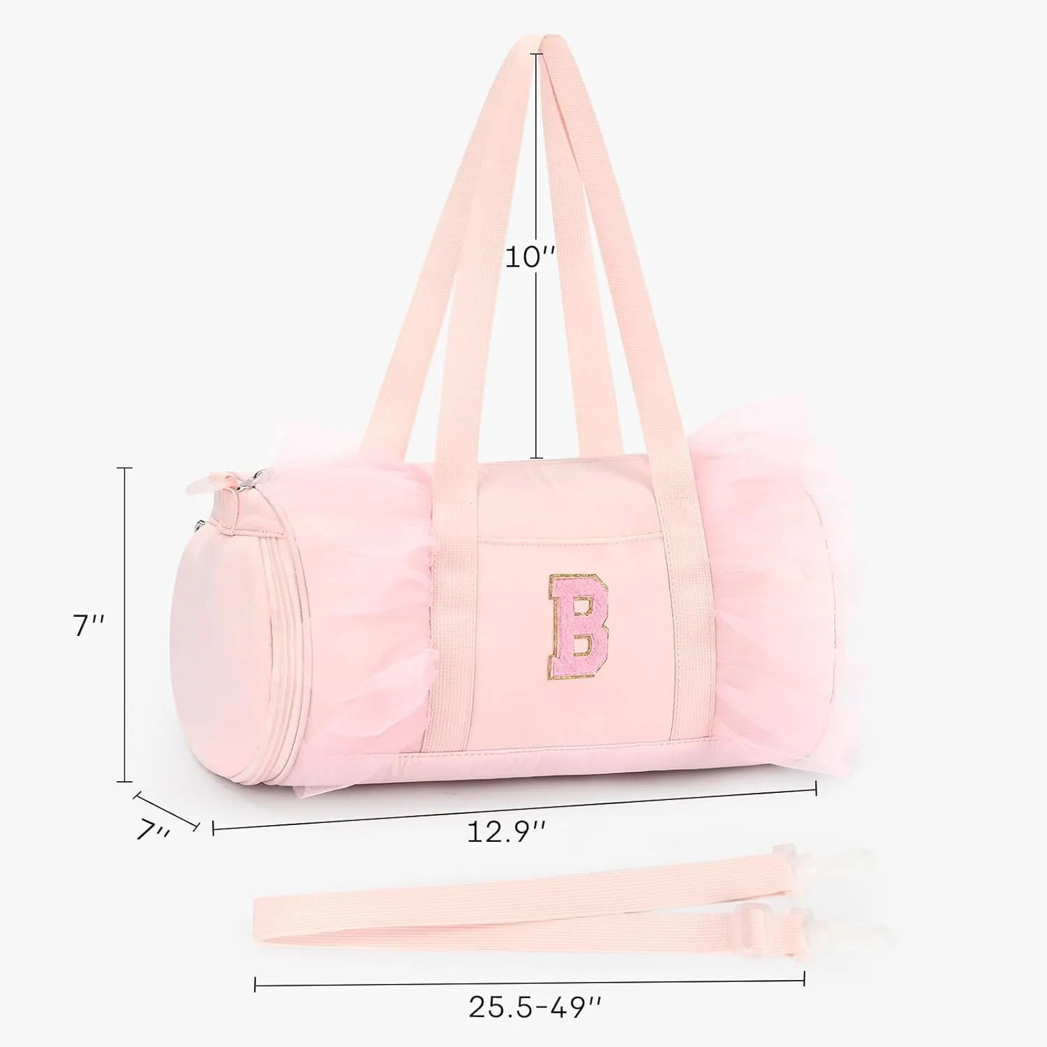 mibasies Dance Bag for Girls 4-6: Kids Duffle Bag - Ballet Bags for Girls 4-6 - Personalized Letter Girls Gifts Pink B