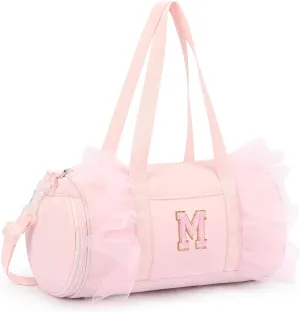 mibasies Dance Bag for Girls 4-6: Kids Duffle Bag - Ballet Bags for Girls 4-6 - Personalized Letter Girls Gifts Pink M