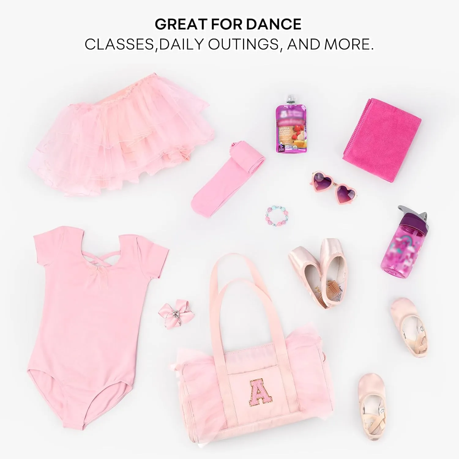 mibasies Dance Bag for Girls 4-6: Kids Duffle Bag - Ballet Bags for Girls 4-6 - Personalized Letter Girls Gifts Pink M