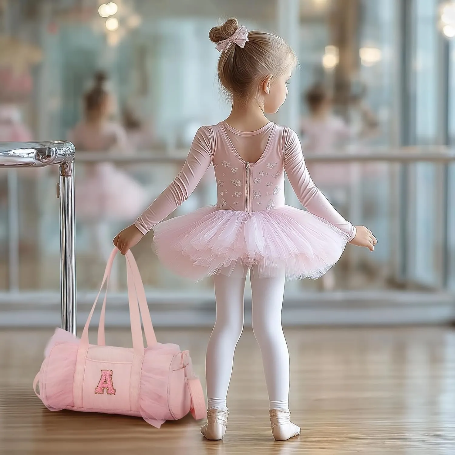mibasies Dance Bag for Girls 4-6: Kids Duffle Bag - Ballet Bags for Girls 4-6 - Personalized Letter Girls Gifts Pink M