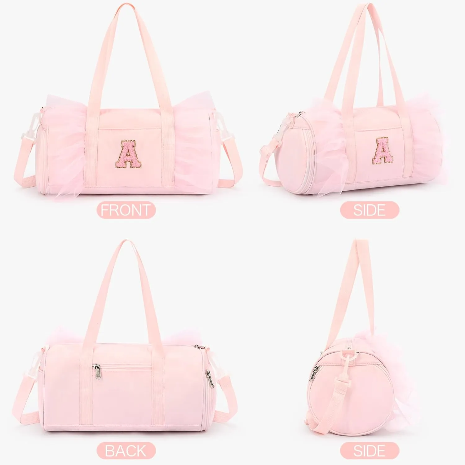 mibasies Dance Bag for Girls 4-6: Kids Duffle Bag - Ballet Bags for Girls 4-6 - Personalized Letter Girls Gifts Pink M