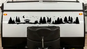 Minglewood Trading Pop-Up Camper Moon Stars Vinyl Decal V2 - Trees Forest Graphics - Die Cut Sticker