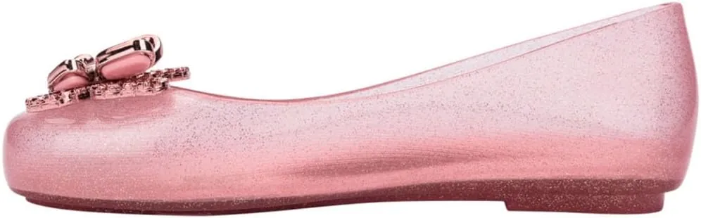 mini melissa Sweet Love Fly Jelly Flats for Girls- Girl's Ballet Flats w/Butterfly Design, Ballerina Flats, Kids Jelly Shoes