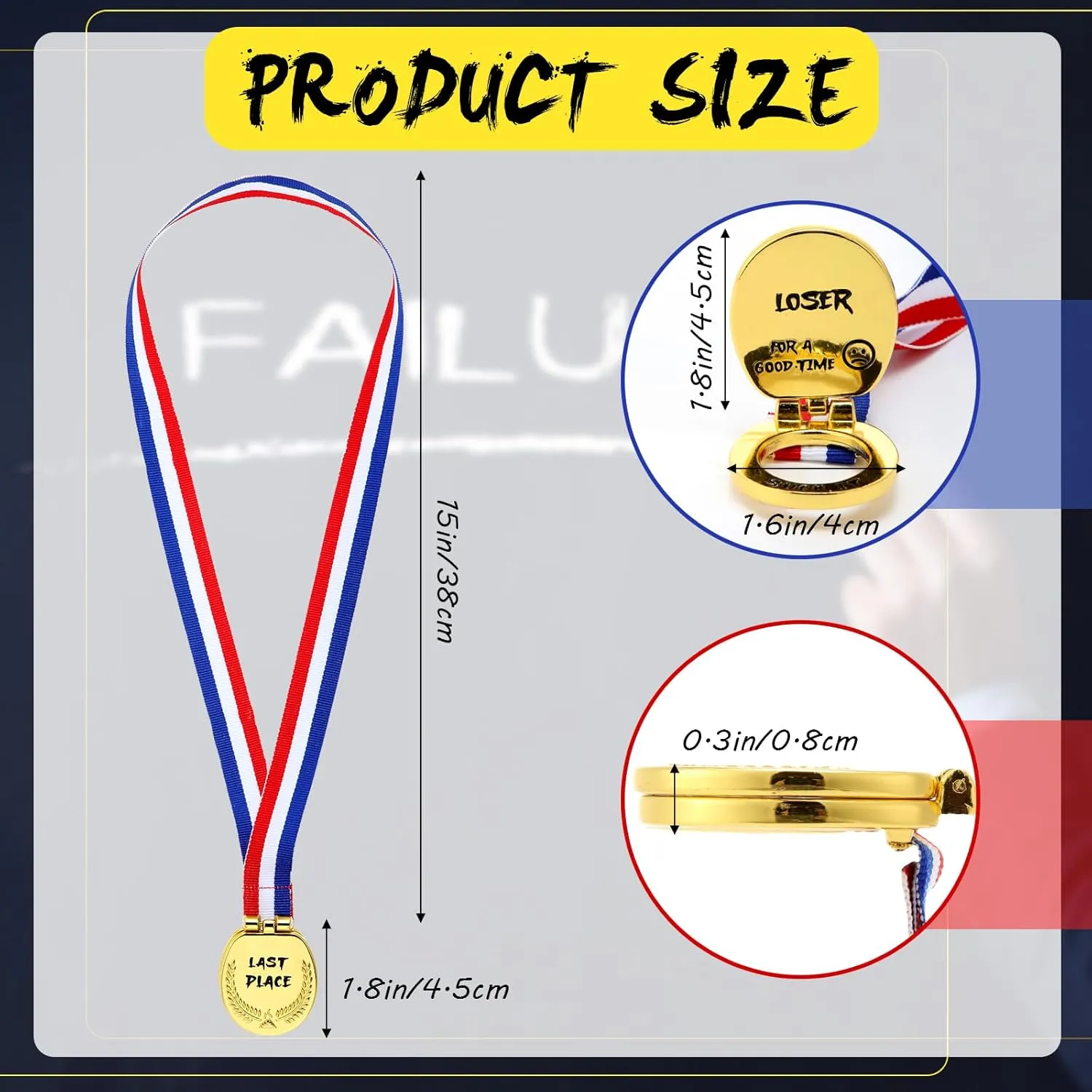 Misdary Last Place Medal Toilet Seat Flip Cover Design Loser Award Funny 1.6 Inch Wide Toilet Medal with Webbing Last Place Trophy for Competitions Funny Supplies