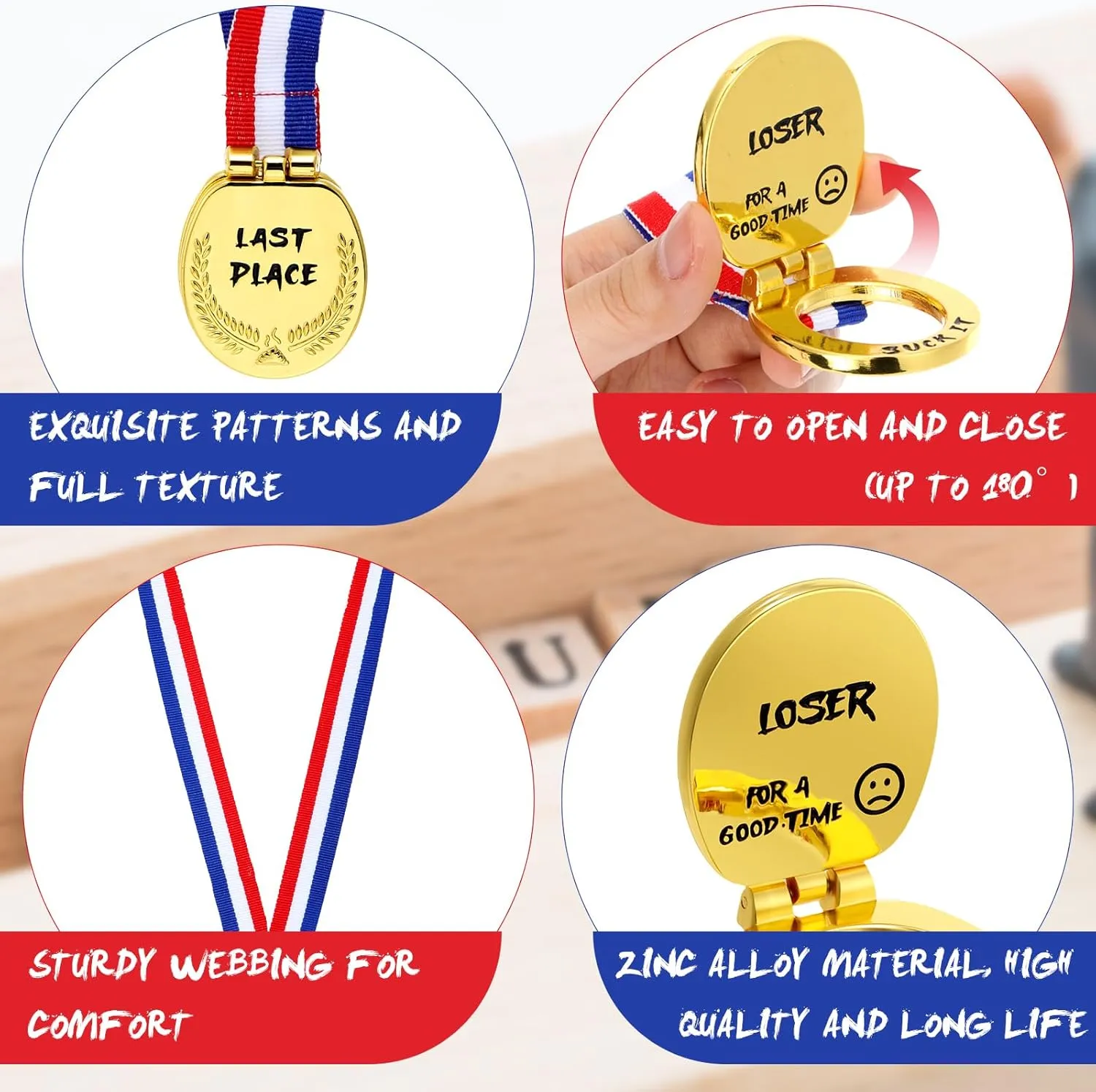 Misdary Last Place Medal Toilet Seat Flip Cover Design Loser Award Funny 1.6 Inch Wide Toilet Medal with Webbing Last Place Trophy for Competitions Funny Supplies
