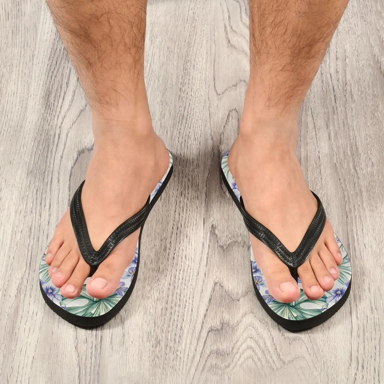 MNSRUU Flip Flops for Women Men Tropical Orchid Flowers Flip Flops Womens Slides Men Sandals Shower Slippers Summer Non-Slip Flipflops for Swim Beach Bathroom, XS