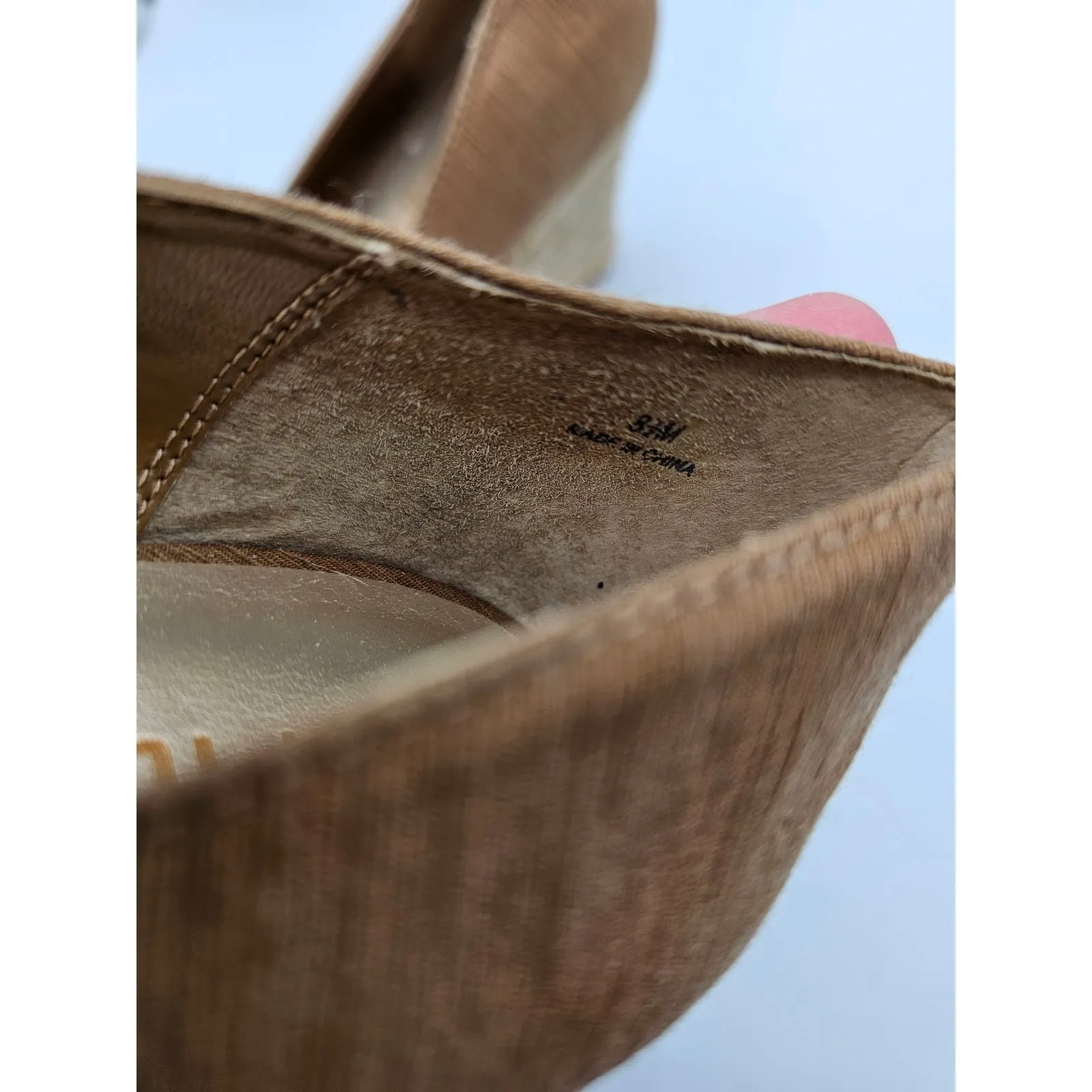 Moda Spana Womens Sz 8.5 Peep Toe Wedge Heels Espadrille Brown Bow