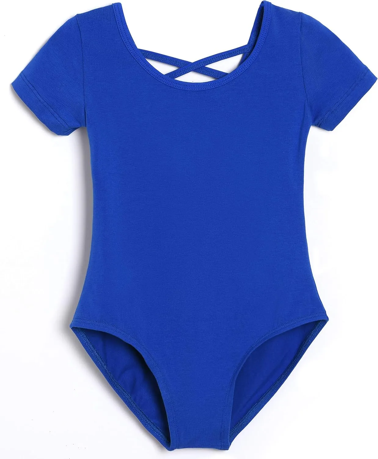 MOLLDAN Girls Dance Ballet Leotards Short Sleeve Criss Cross Straps Back