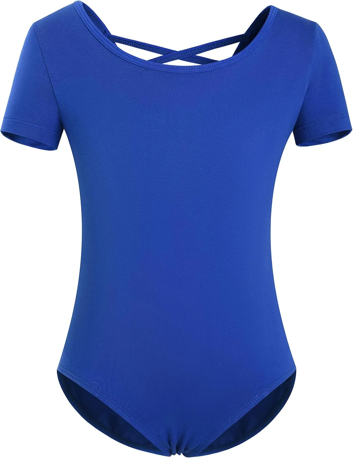 MOLLDAN Girls Dance Ballet Leotards Short Sleeve Criss Cross Straps Back
