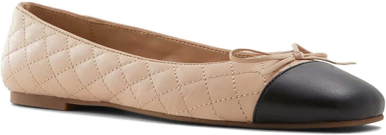 MOOMMO Women Cap Toe Flats Bow Slip On Ballet Flats Comfort Quilted Colorblock Flat Shoes Round Toe Flat Heel Dress Shoes Office Ladies Party Chic Driver Flats Casual 4-11 M US