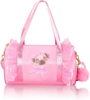 Moonmo Cute Ballet Dance Bag,Tutu Dress Bag, Waterproof Lightweight Dancing Animals Pink Dance Bag for Girls(Pink Dog)