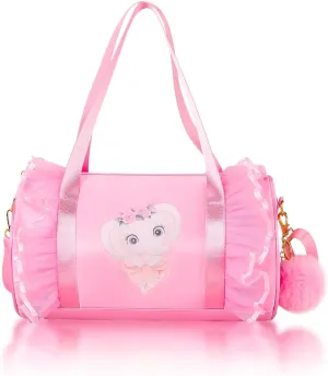 Moonmo Cute Ballet Dance Bag,Tutu Dress Bag, Waterproof Lightweight Dancing Animals Pink Dance Bag for Girls(Pink Elephant)