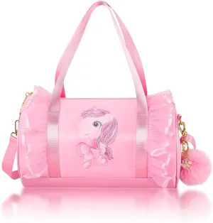 Moonmo Cute Ballet Dance Bag,Tutu Dress Bag, Waterproof Lightweight Dancing Animals Pink Dance Bag for Girls(Pink Unicorn)