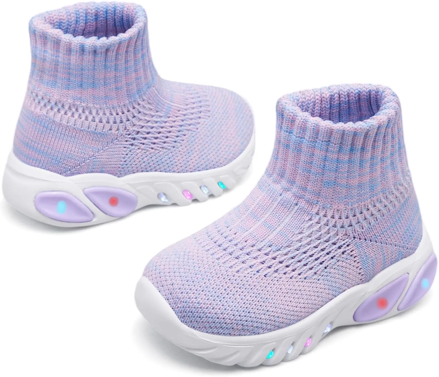 MORENDL Toddler Light Up Walking Shoes Baby Non-Slip Sock Shoes Toddler Slip On Sneakers Boys & Girls