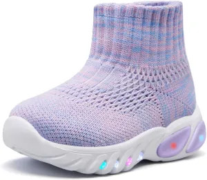 MORENDL Toddler Light Up Walking Shoes Baby Non-Slip Sock Shoes Toddler Slip On Sneakers Boys & Girls