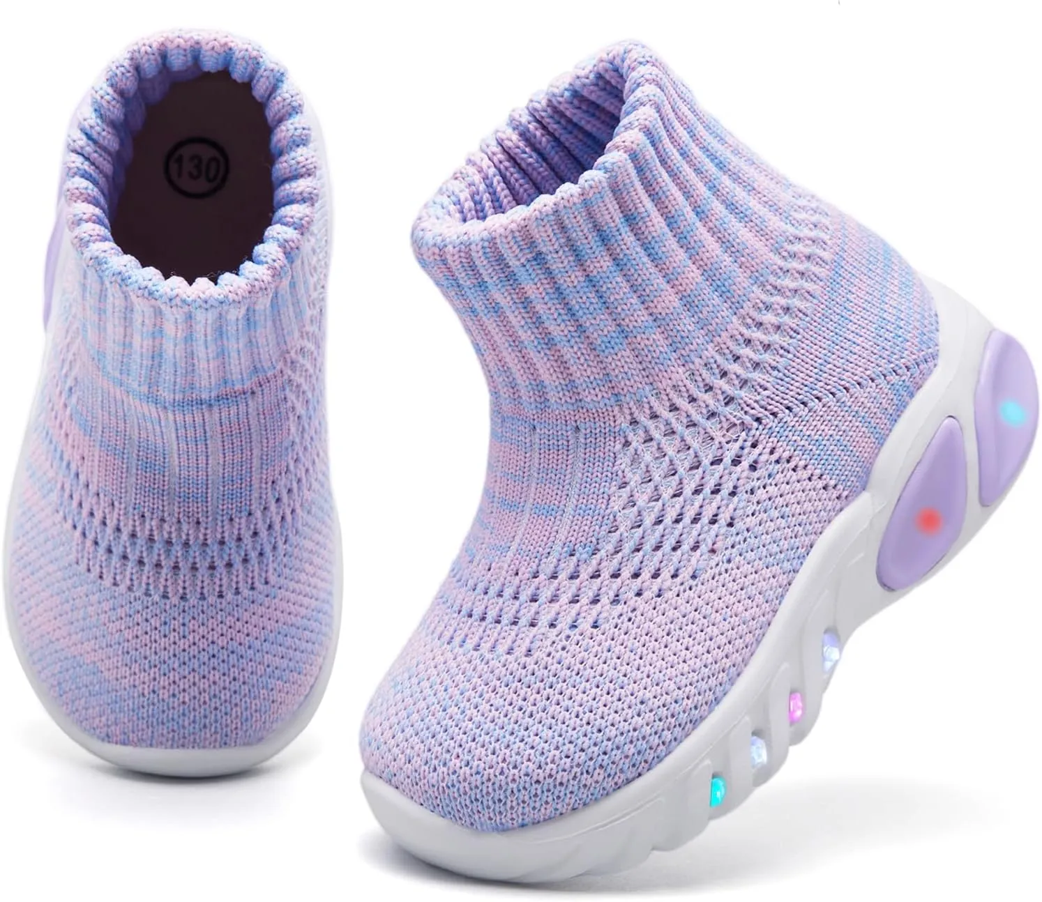 MORENDL Toddler Light Up Walking Shoes Baby Non-Slip Sock Shoes Toddler Slip On Sneakers Boys & Girls