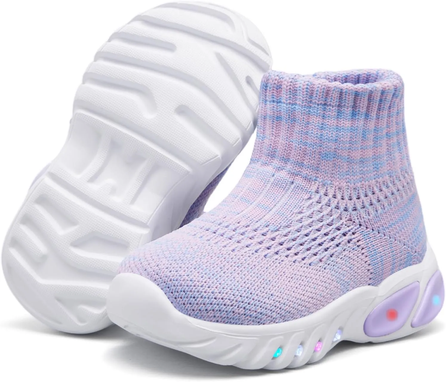 MORENDL Toddler Light Up Walking Shoes Baby Non-Slip Sock Shoes Toddler Slip On Sneakers Boys & Girls