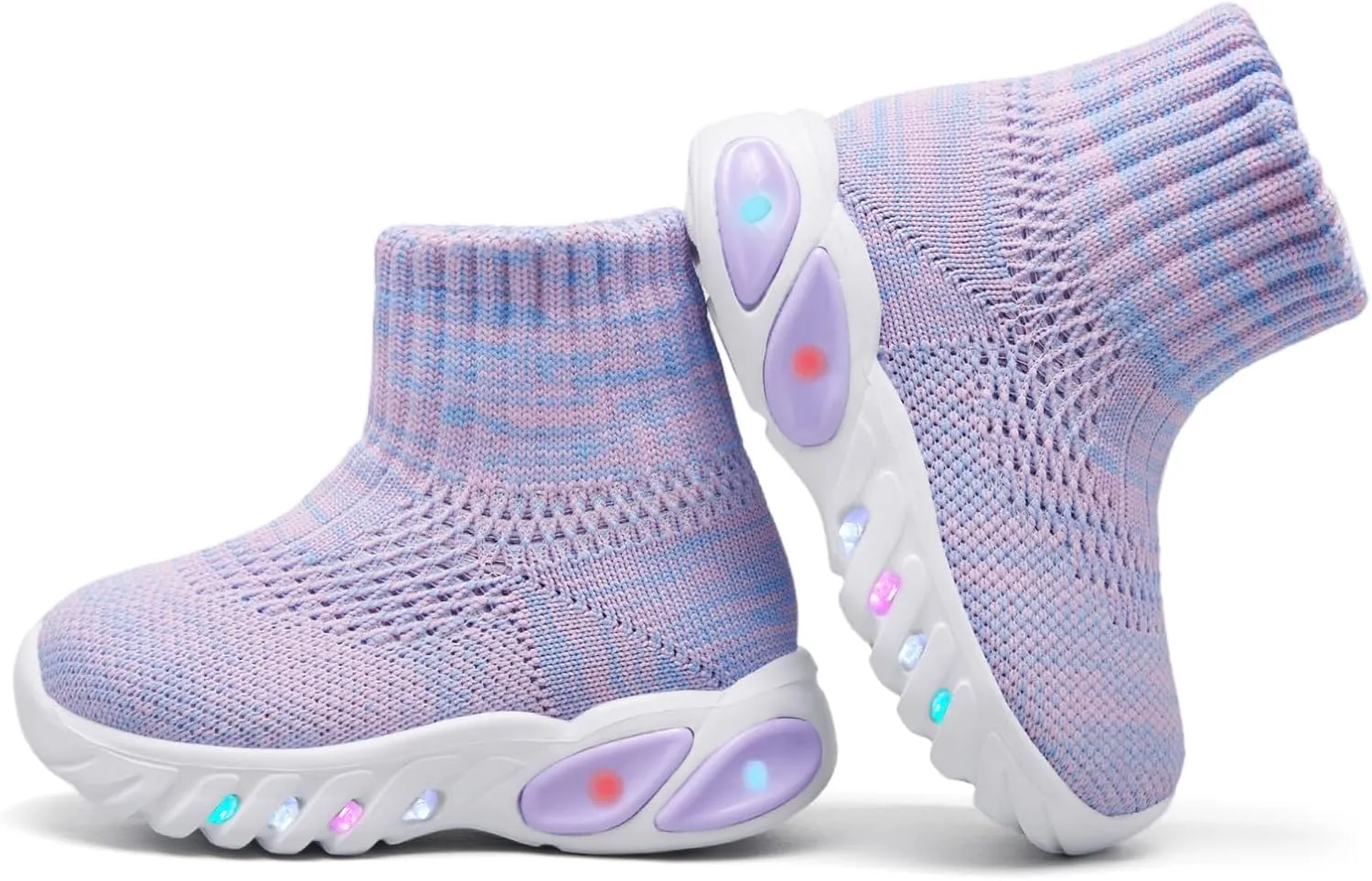 MORENDL Toddler Light Up Walking Shoes Baby Non-Slip Sock Shoes Toddler Slip On Sneakers Boys & Girls