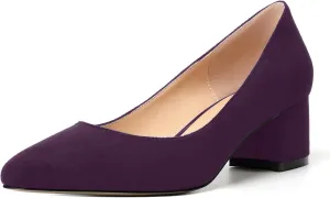 MOVINSTEPS Womens Round Toe Party Dress Slip On Chunky Low Heel Pumps Shoes 2 Inch