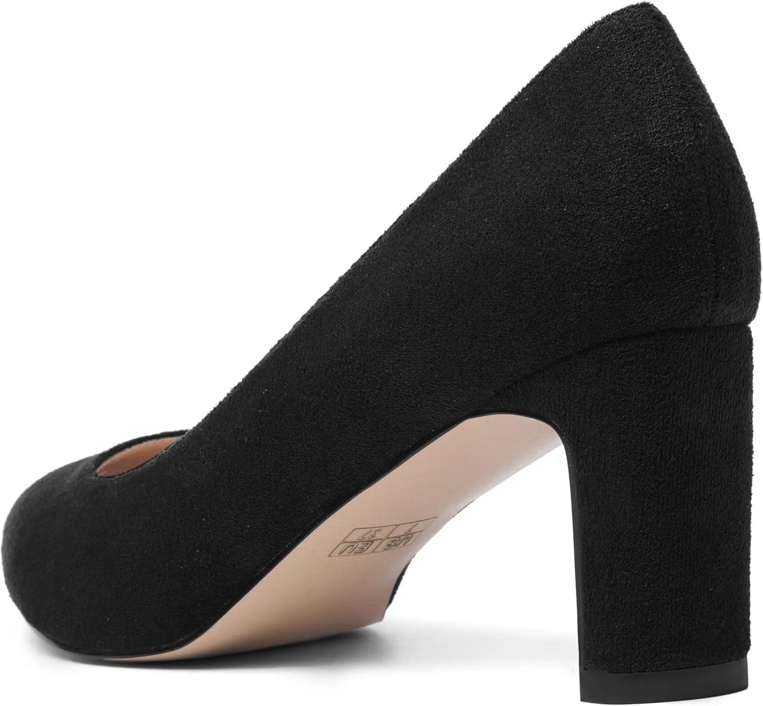 MOVINSTEPS Womens Slip On Party Suede Pointed Toe Sexy Block Mid Heel Pumps Shoes 2.5 Inch