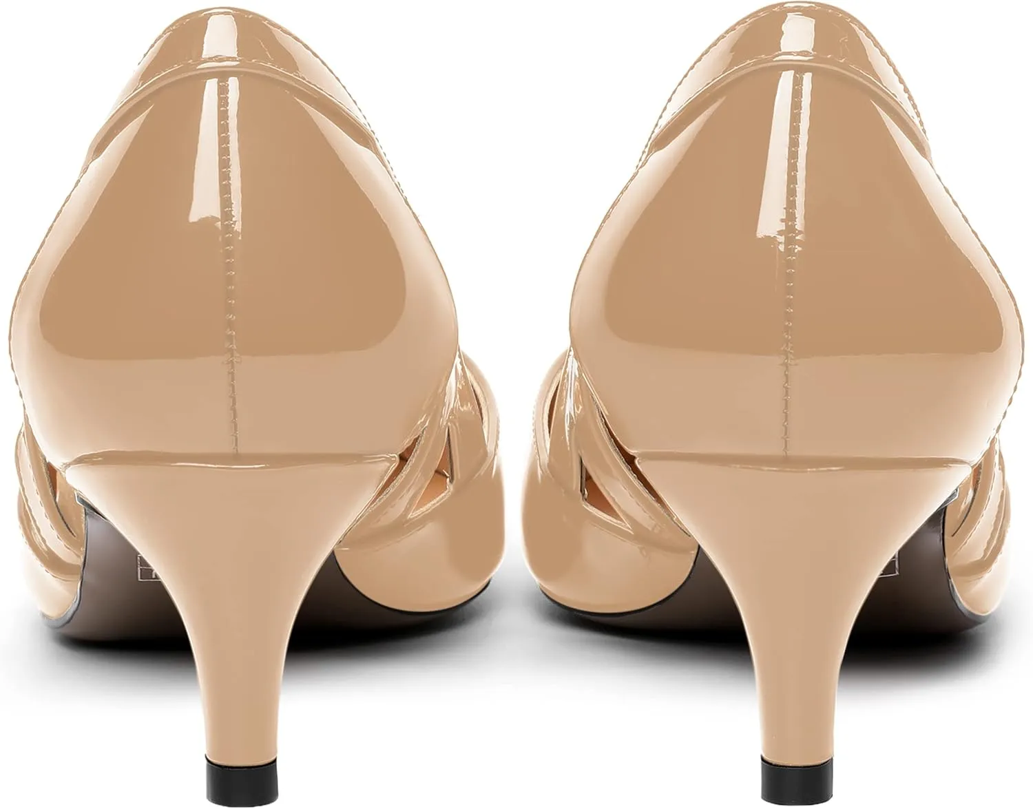 MOVINSTEPS Womens Wedding Cut Out Pointed Toe Patent Sexy Slip On Kitten Low Heel Pumps Shoes 2 Inch