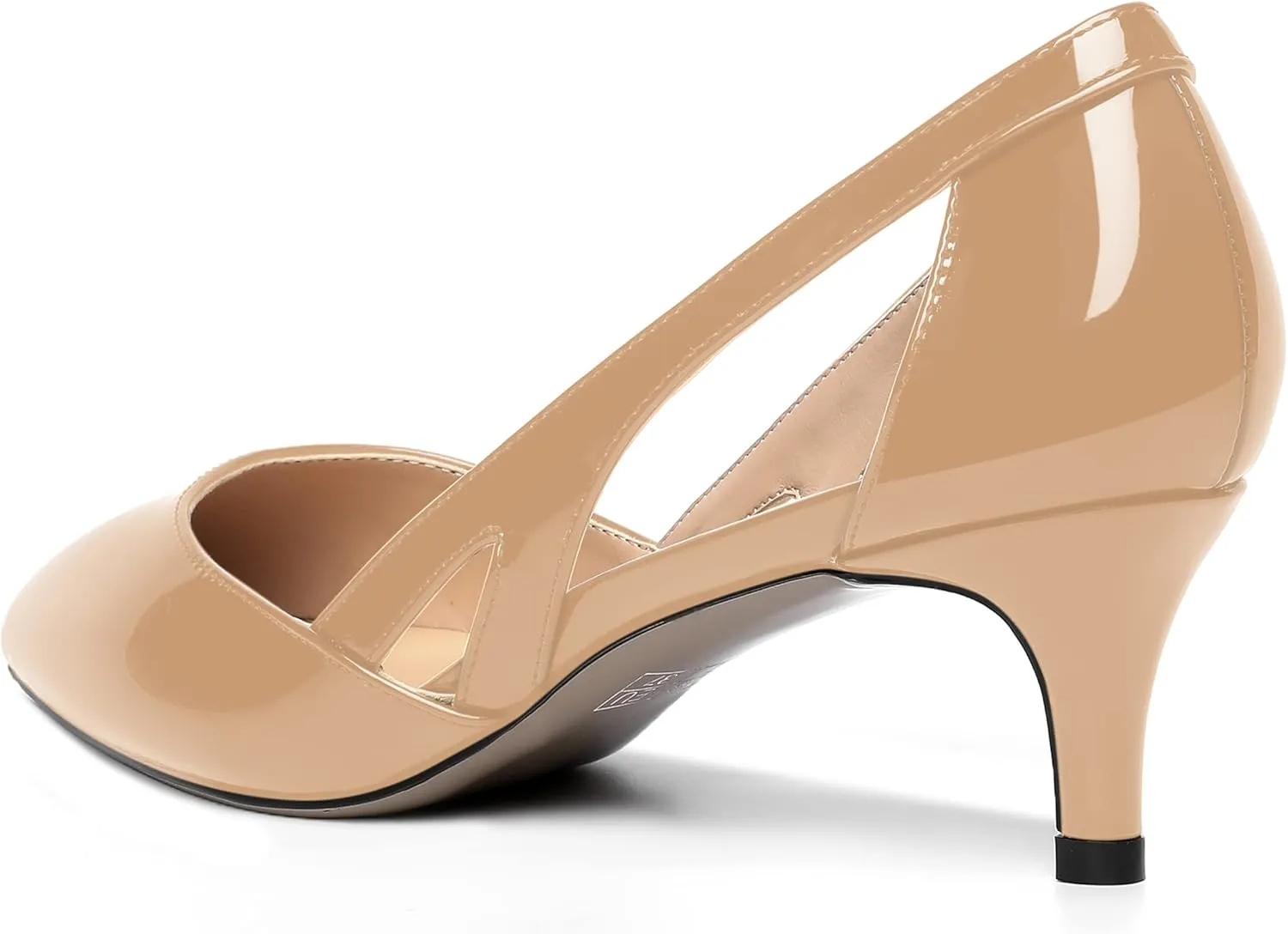 MOVINSTEPS Womens Wedding Cut Out Pointed Toe Patent Sexy Slip On Kitten Low Heel Pumps Shoes 2 Inch