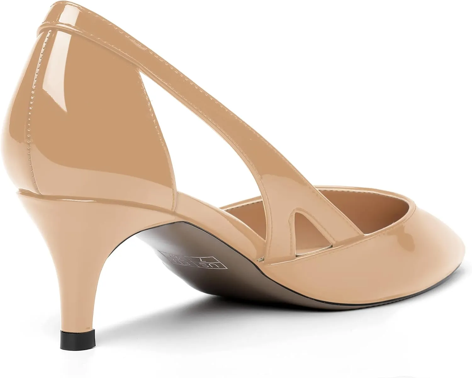 MOVINSTEPS Womens Wedding Cut Out Pointed Toe Patent Sexy Slip On Kitten Low Heel Pumps Shoes 2 Inch