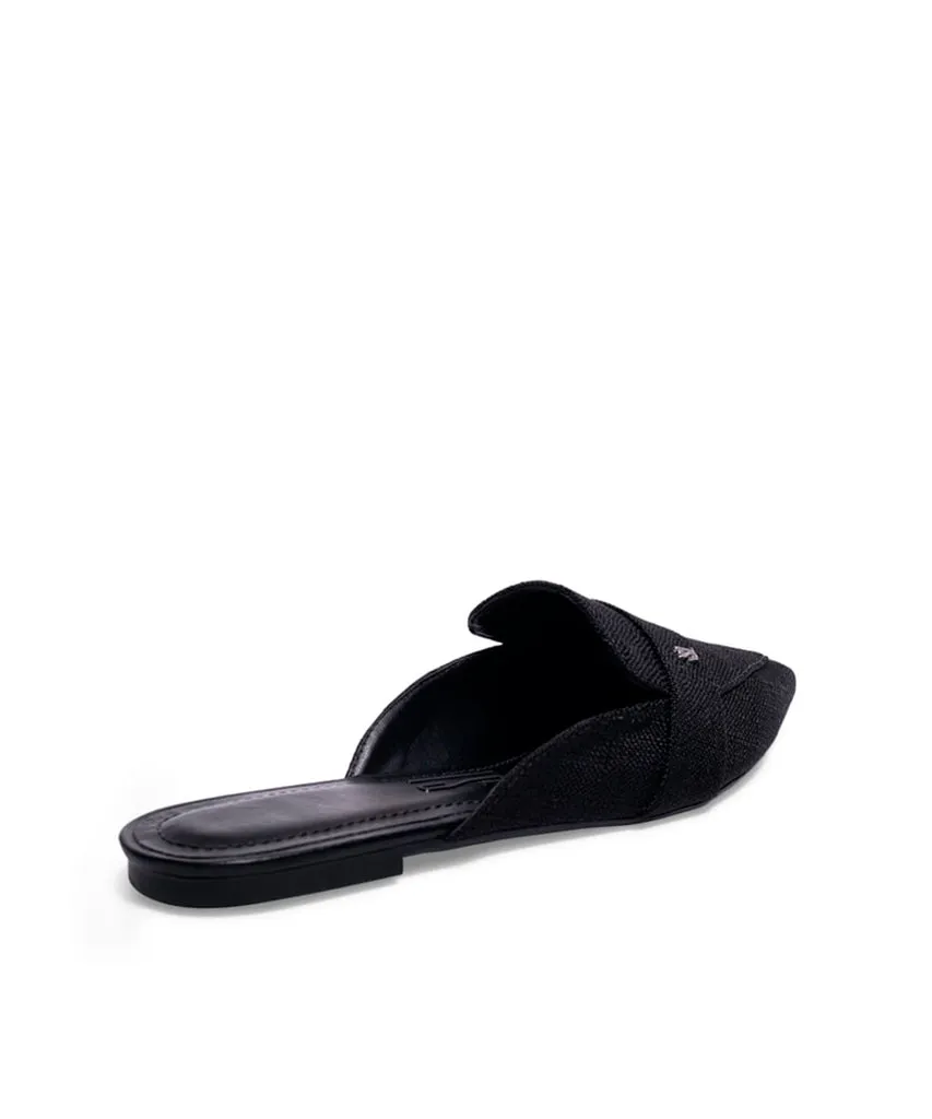 Mule Santa Lolla Preto Linho Bico Fino