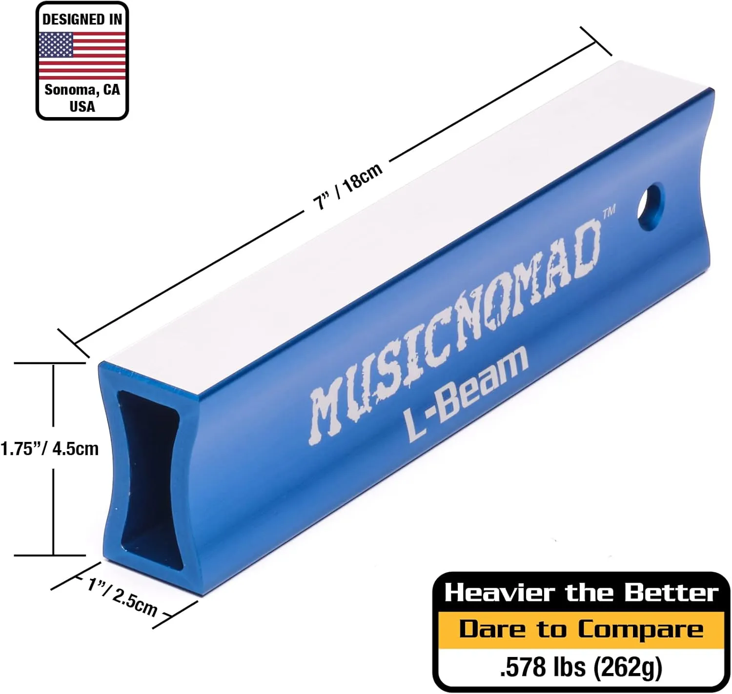 MusicNomad Fret Leveler - Leveling (L-Beam) 7" (18cm) for Guitar, Ukulele, Mandolin (MN810)