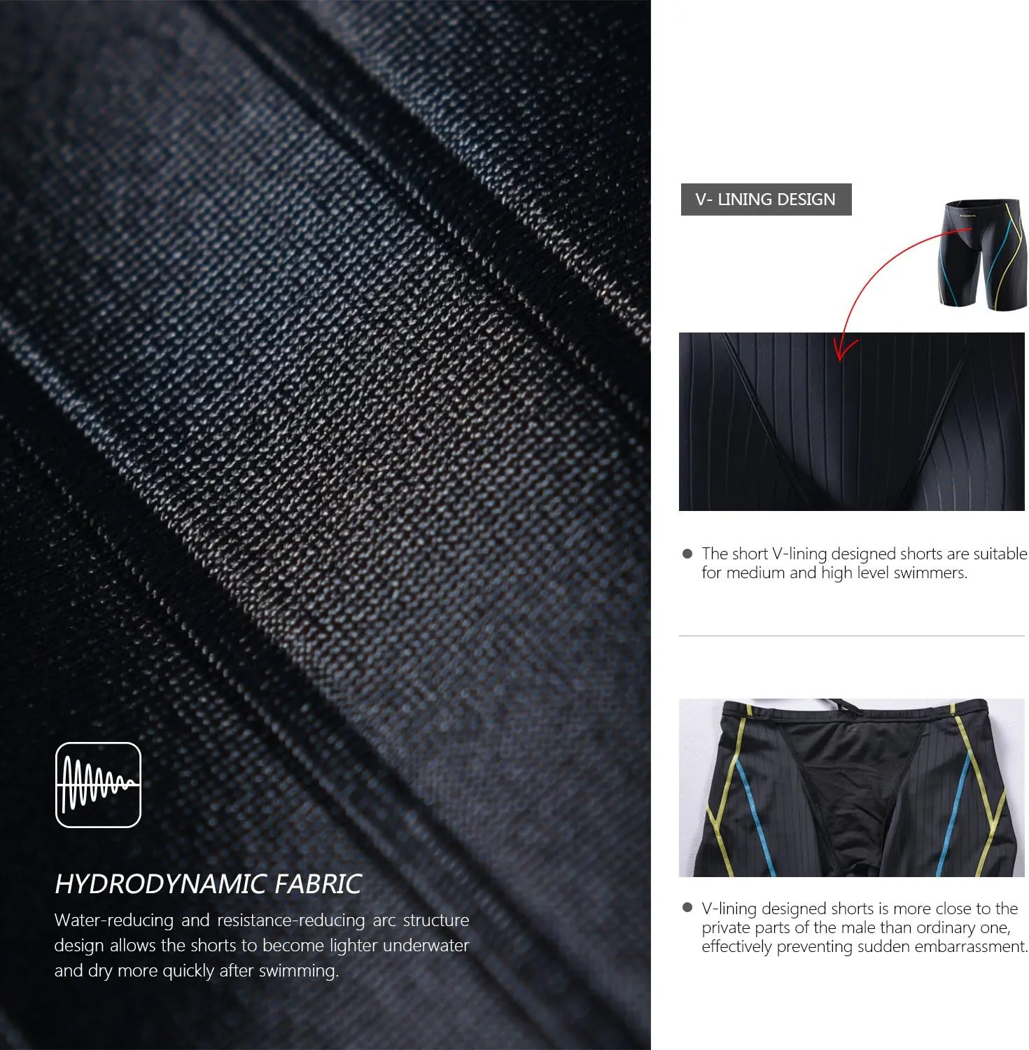 MY KILOMETRE Men's Swimsuit Jammer Solid Swim Jammers Endurance Long Racing Training Swimsuit