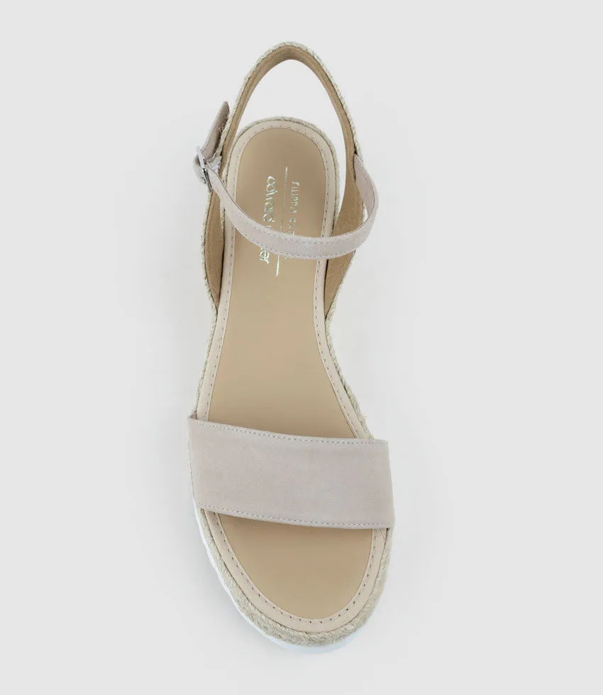 MYLO Single Strap Espadrille in Natural Suede