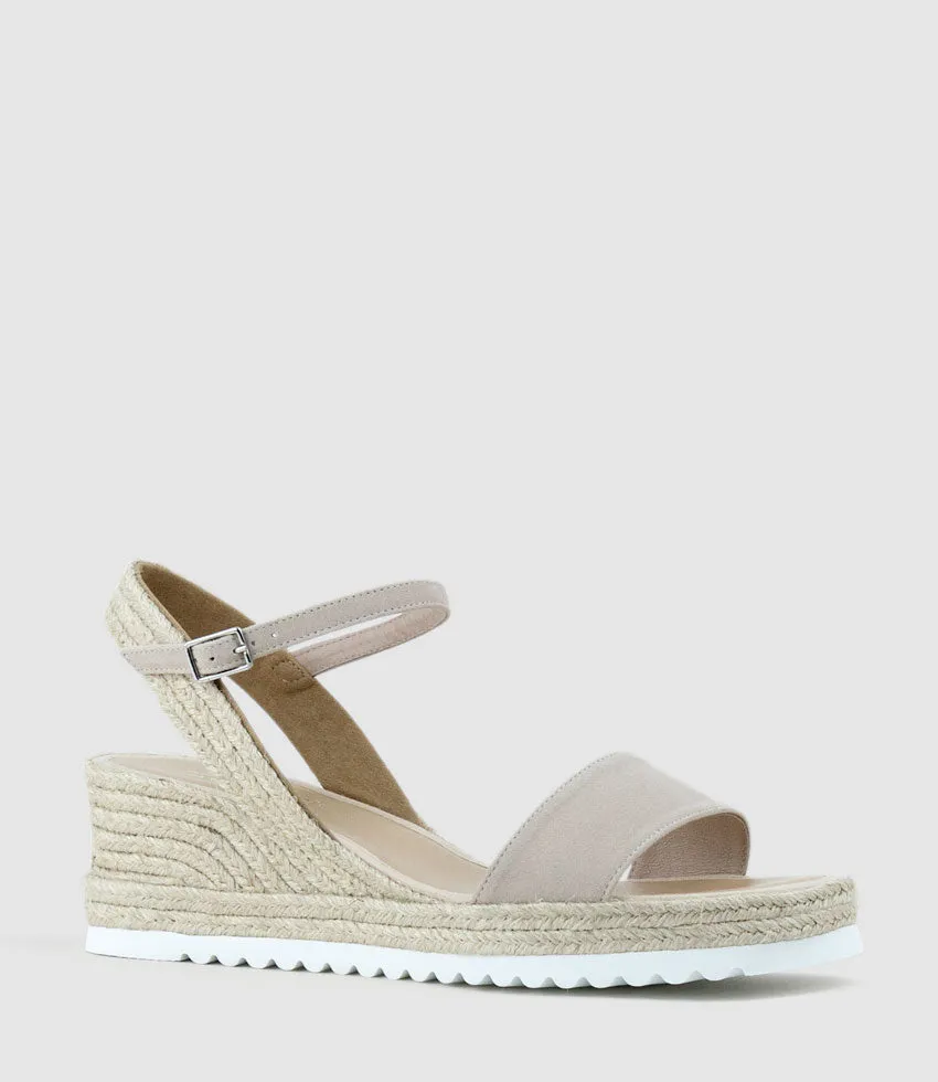 MYLO Single Strap Espadrille in Natural Suede